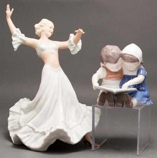 Appraisal: Wallendorf porcelain figure of a dancing girl and a Bing