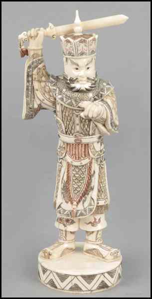 Appraisal: JAPANESE CARVED AND PAINTED BONE FIGURE OF A WARRIOR Height