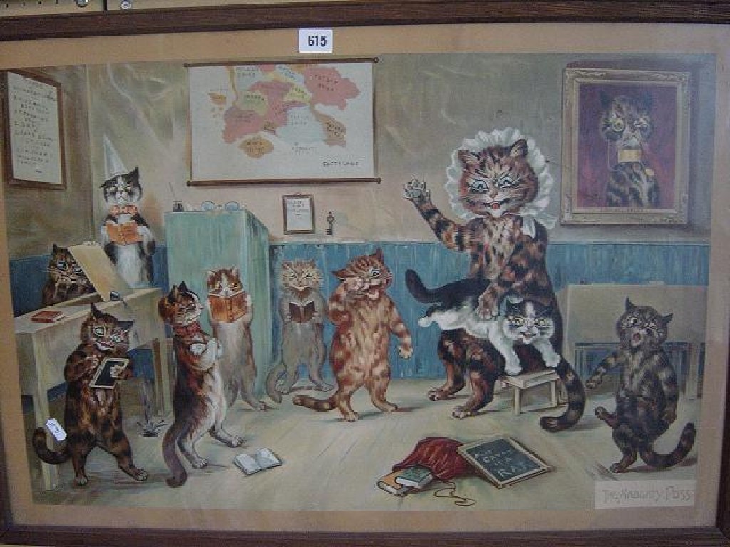 Appraisal: An early th century humorous coloured print after Louis Wain