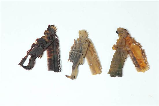 Appraisal: THREE TORTOISE SHELL COMBS Probably American th century All are