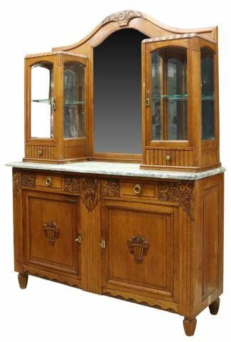 Appraisal: French Art Deco marble-top oak sideboard early th c foliate