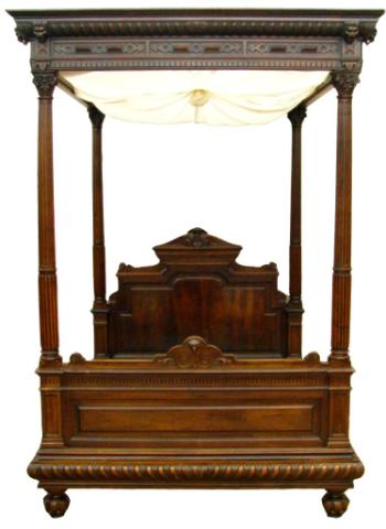 Appraisal: Carved Victorian full canopy bed approximately feet nine inches tall