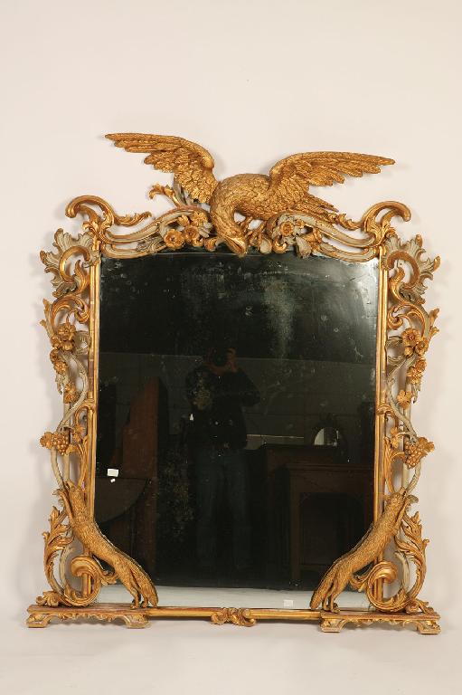 Appraisal: A GEORGE III STYLE GILT FRAMED WALL MIRROR the rectangular