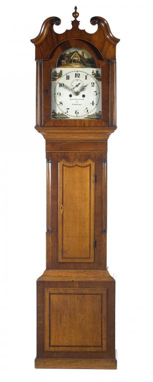 Appraisal: A VICTORIAN OAK LONGCASE CLOCK signed on the break-arched and