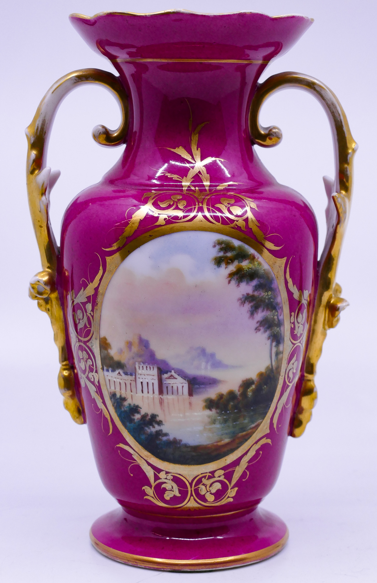 Appraisal: Antique Old Paris Landscape Gilt Handled Vase- ''