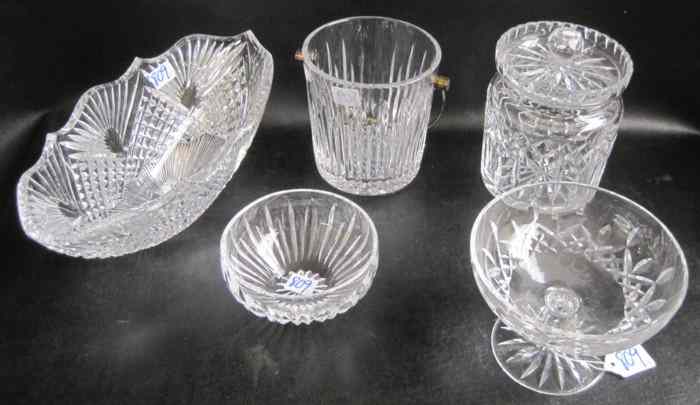 Appraisal: FIVE ASSORTED PIECES WATERFORD CRYSTAL TABLEWARE centerpiece bowl ''L x