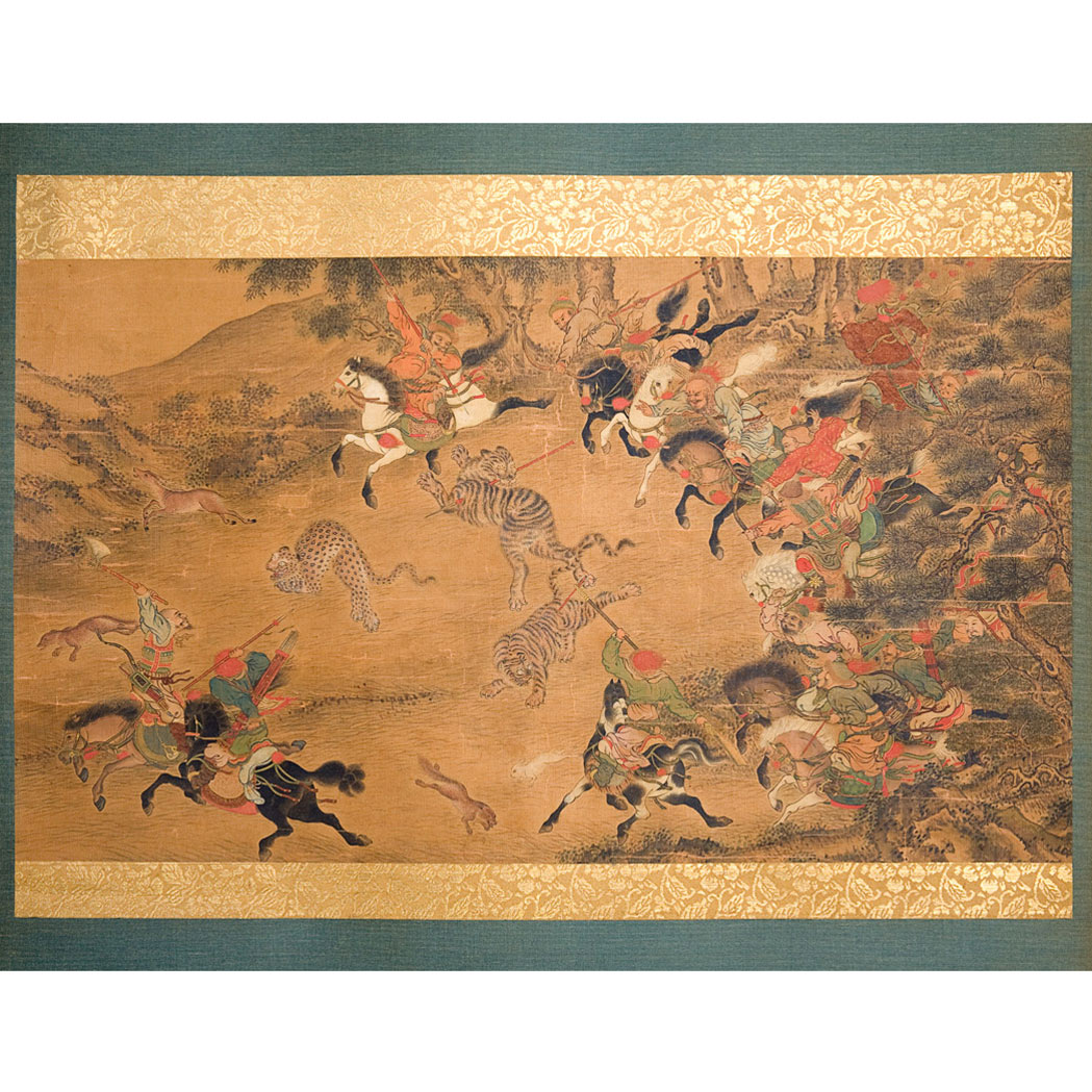 Appraisal: Korean School th Century Hanging scroll mounted hunters in pursuit