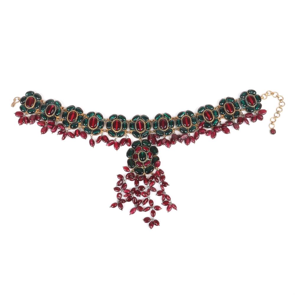 Appraisal: IMPRESSIVE ANTIQUE MUGHAL STYLE STATEMENT CHOKER CHANDELIER NECKLACE WITH LINKED