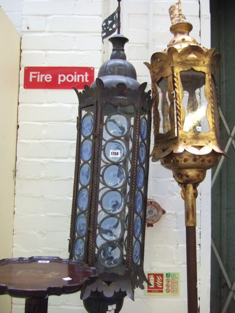 Appraisal: A Venetian copper gondola lantern late th century with leaded