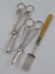 Appraisal: A mixed lot comprising a pair of silver grape shears