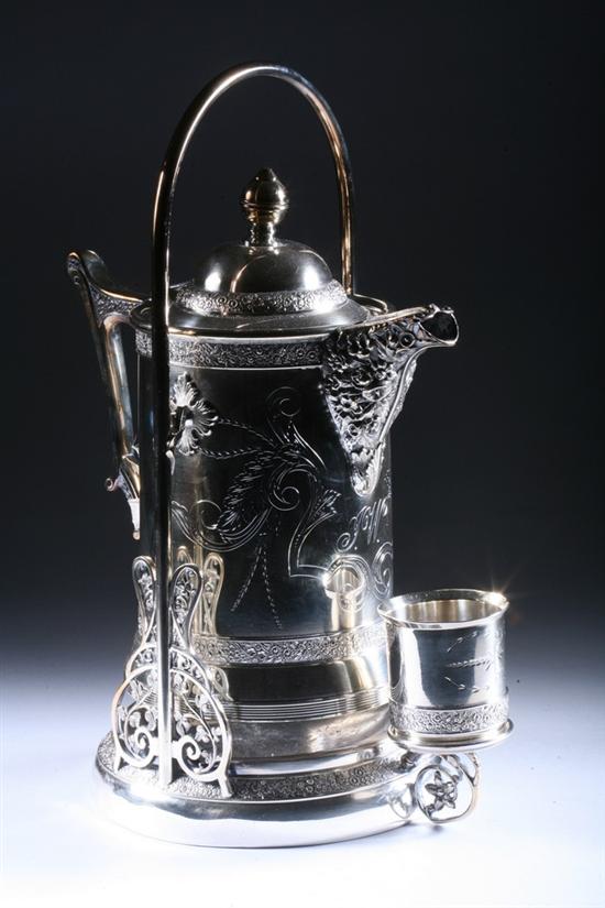 Appraisal: SILVER PLATED COLD DRINK PITCHER ON STAND WITH MATCHING GOBLET