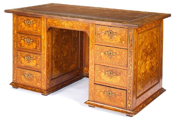 Appraisal: A Dutch Neoclassical style marquetry and walnut desk late th