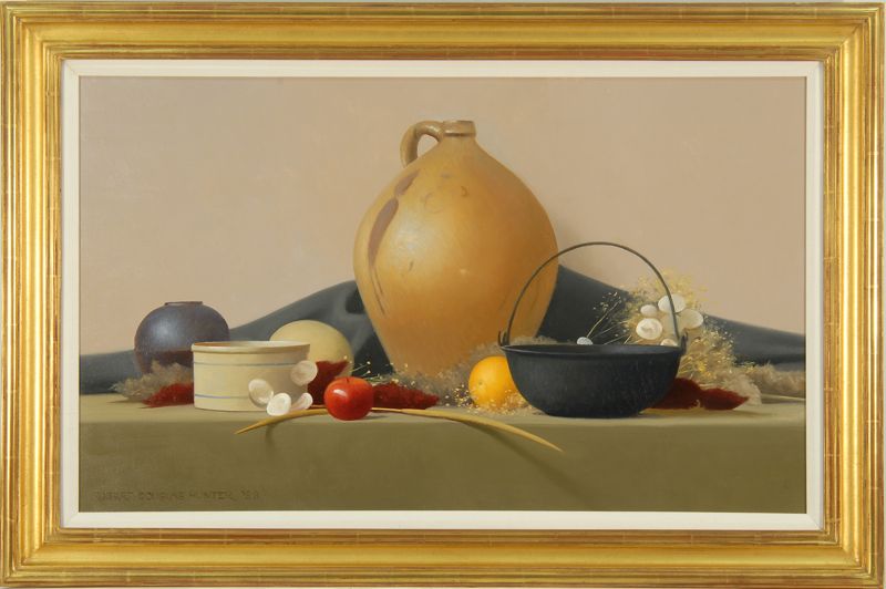 Appraisal: ROBERT DOUGLAS HUNTERAmerican ContemporaryArrangement with Iron Crockery and Fruit Signed