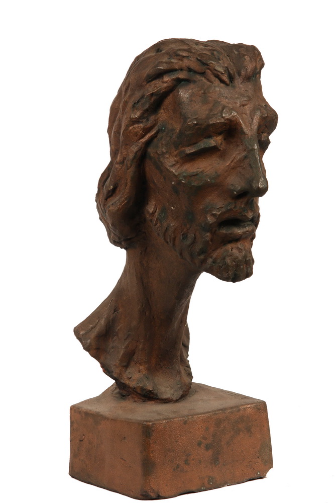 Appraisal: BRONZE PLATED PLASTER SCULPTURE - 'Bollen Head ' by Harry