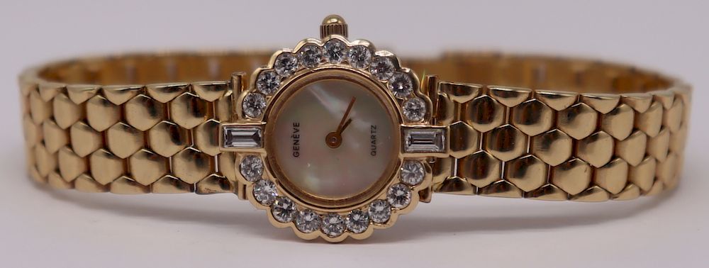 Appraisal: JEWELRY Ladies Geneve kt Gold and Diamond Watch Ladies Geneve