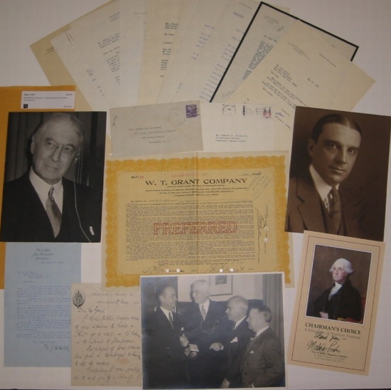 Appraisal: BUSINESS Group of items Signed by prominent businessmen Mostly page