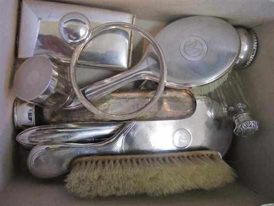 Appraisal: BOX OF ASSORTED SILVER AND SILVER PLATED ITEMS IINCL BRUSHES