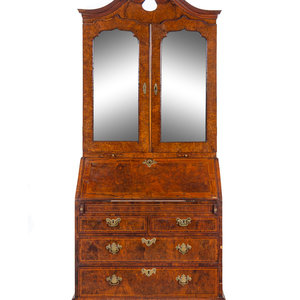 Appraisal: A George I Burr Yew Wood Secretary Bookcase Circa Height