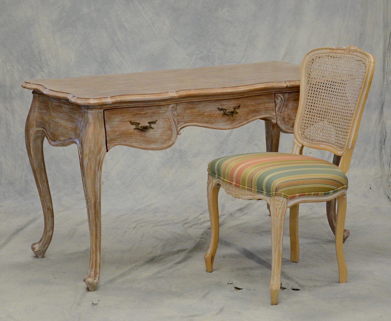 Appraisal: Louis XV-Style Provincial Writing Desk with Chair th Century h