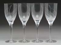 Appraisal: SET OF FOUR LALIQUE WINE GLASSES Clear crystal glass with