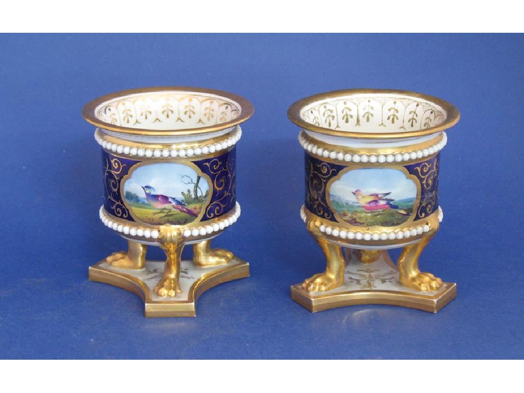 Appraisal: A PAIR OF WORCESTER FLIGHT BARR BARR URNS each decorated