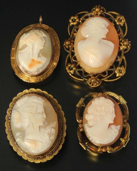 Appraisal: Lot of Antique Cameo Pins Description Includes one with pearls