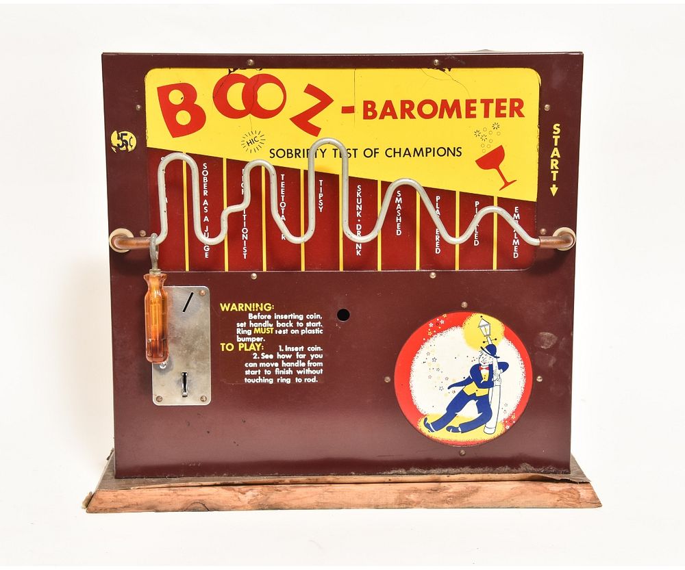 Appraisal: Novelty 'Booz-Barometer' Metal countertop cent BOOZ-BAROMETER sobriety test of champions