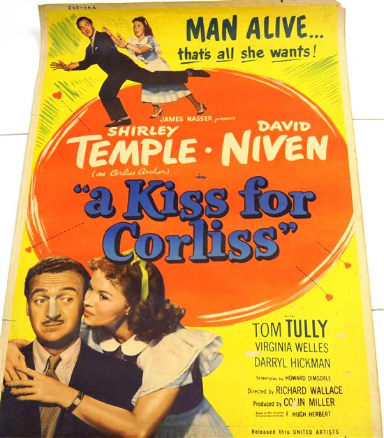 Appraisal: Movie poster advertising film ''A Kiss for Corliss '' starring