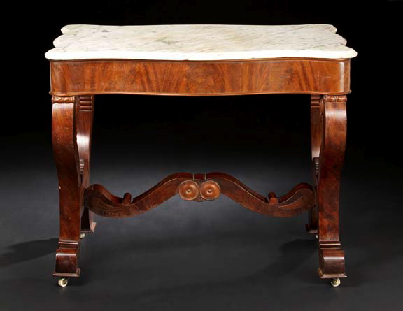 Appraisal: American Late Classical Mahogany and Marble-Top Center Table second quarter