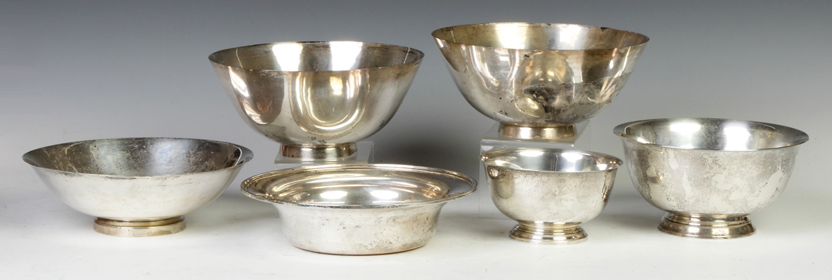 Appraisal: Group of Six Sterling Silver Bowls Gorham S Kirk 'M'