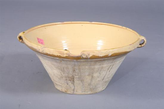 Appraisal: LARGE FRENCH PROVINCIAL YELLOW GLAZED TERRACOTTA BOWL Circa - in