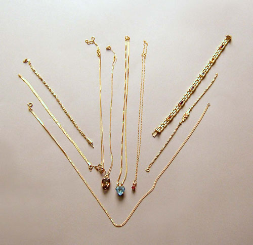 Appraisal: Ten K gold necklaces and bracelets dwt