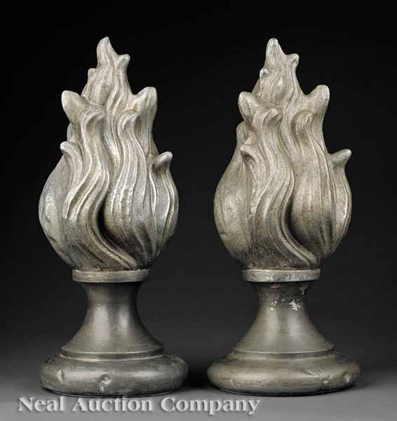 Appraisal: A Pair of Antique English Zinc Architectural Finials each of