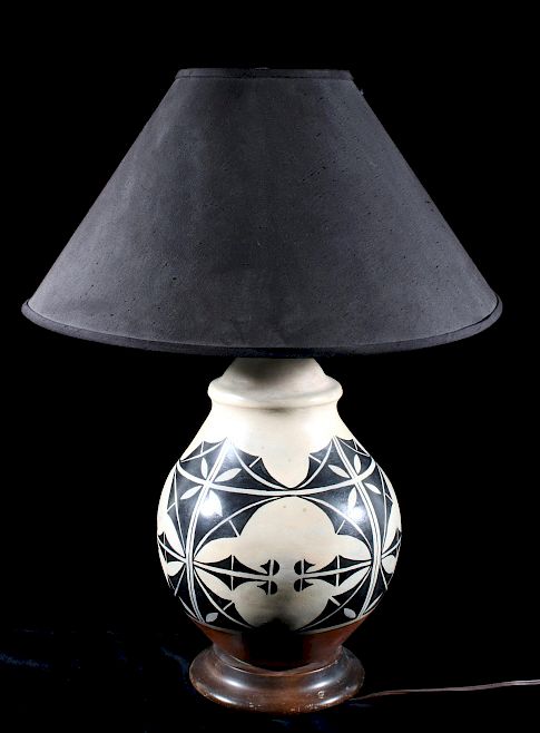 Appraisal: Acoma Pueblos Native American Pottery Lamp Featured in this lot