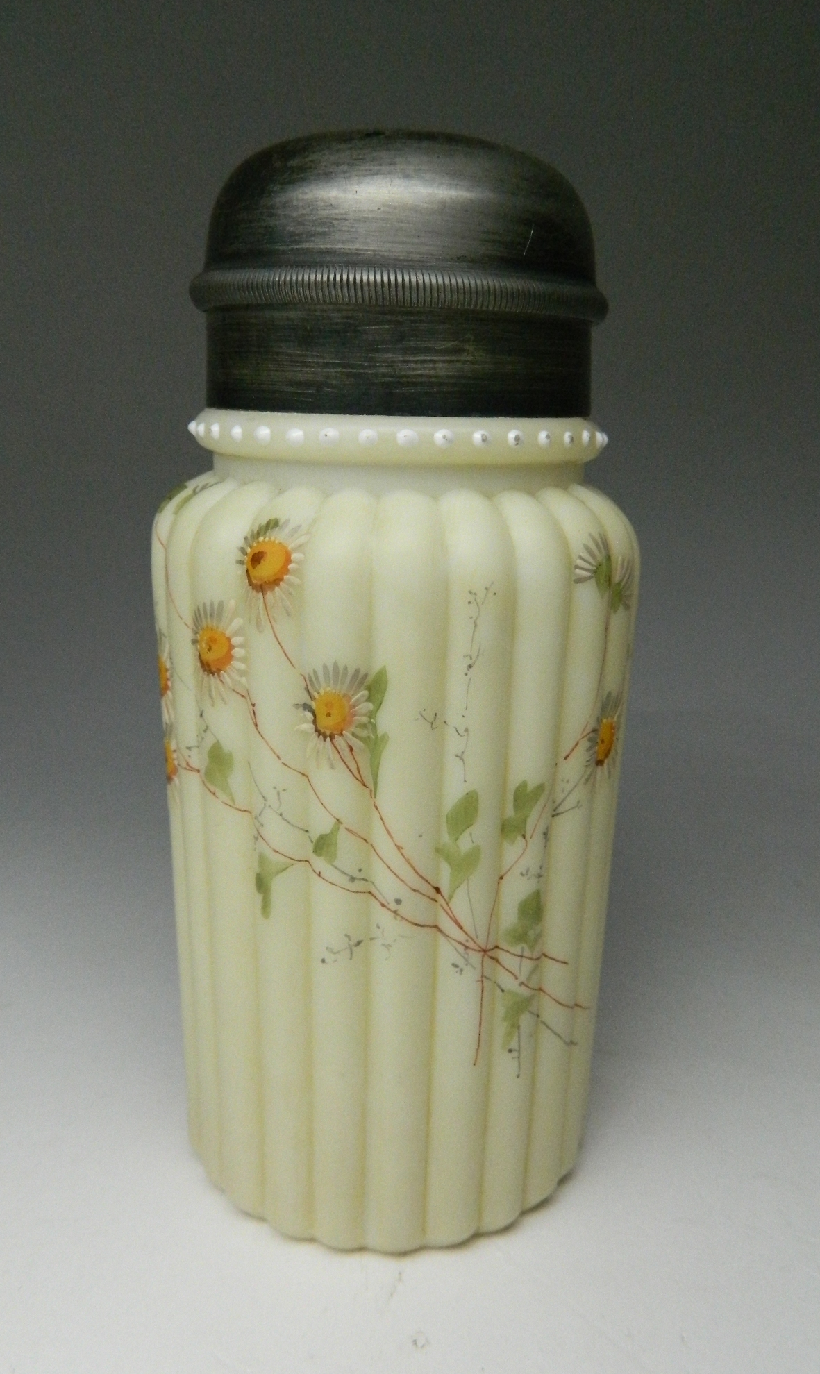 Appraisal: Mt Washington Burmese glass sugar shaker ribbed sides ''h