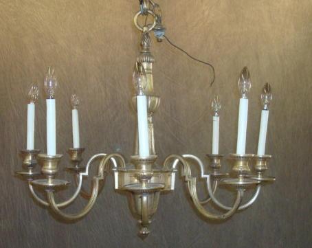 Appraisal: Caldwell Silverplate Arm Chandelier The owner remembers purchasing this as