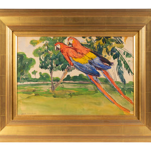 Appraisal: Jane Peterson American - Two Macaws gouache signed LL x