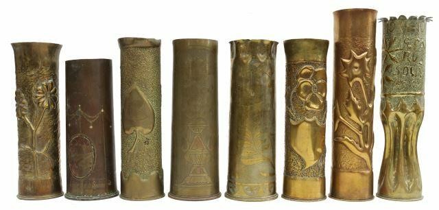 Appraisal: lot of French WWI-era trench art vases fashioned from artillery