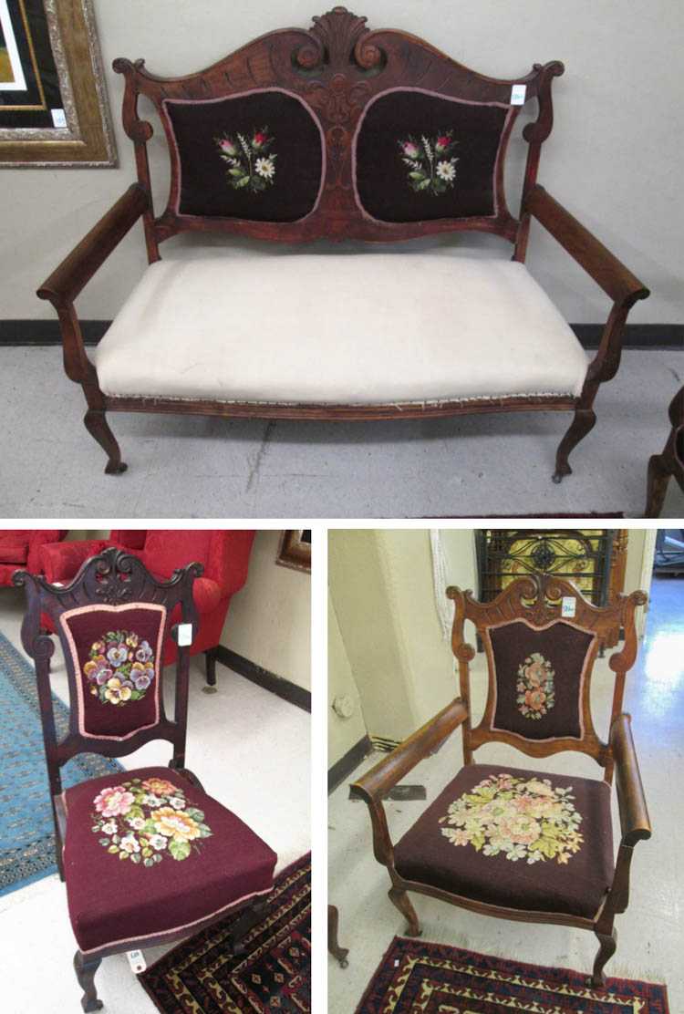 Appraisal: A THREE-PIECE SEATING FURNITURE SET American early th century the