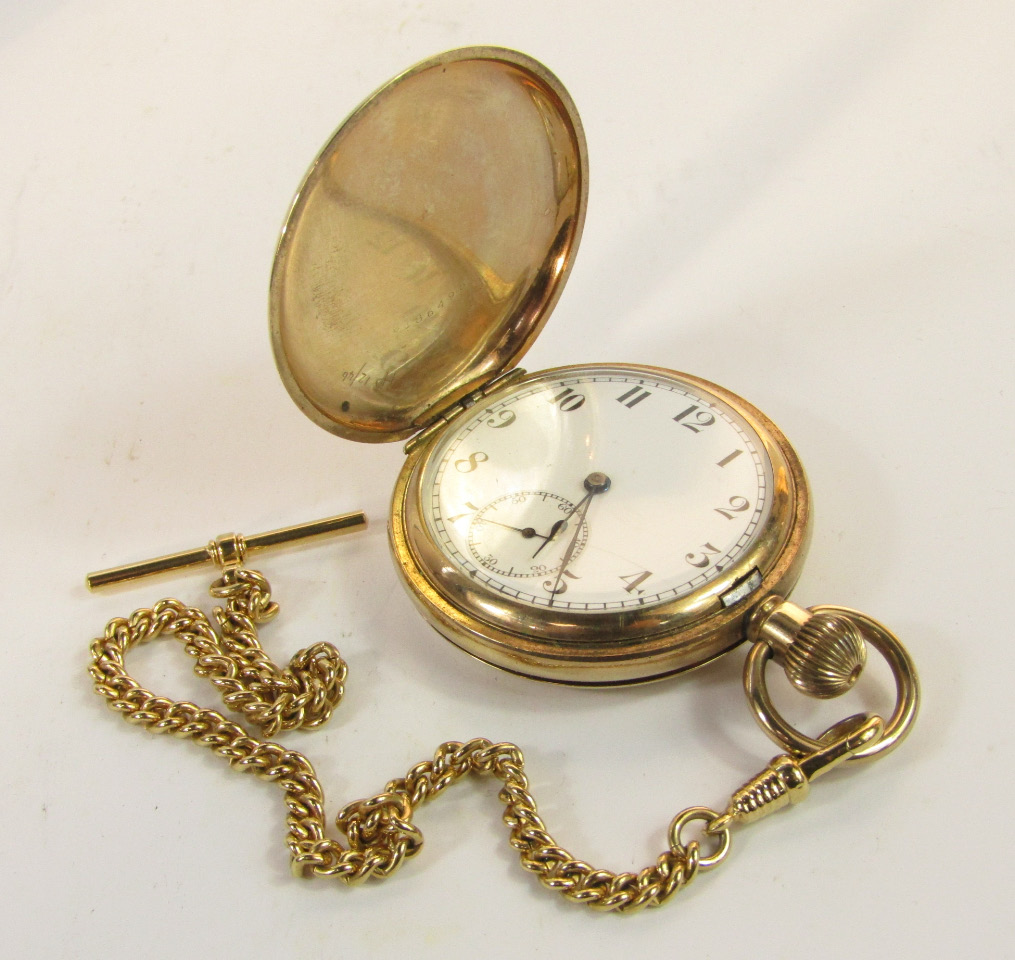 Appraisal: An Elgin gentleman's gold plated hunting cased pocket watch keyless