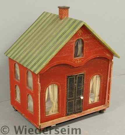 Appraisal: Large doll house c with red paint decoration black door