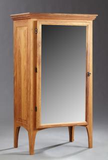 Appraisal: Louisiana Carved Cypress Mirrored Cabinet st c Louisiana Carved Cypress