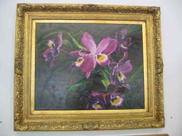 Appraisal: Philoc Oil ''Orchids'' Vietnamese artistborn Pho hoc Nguyen image area