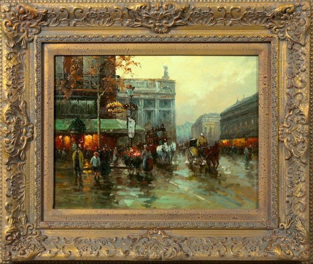 Appraisal: French School st Century Parisian Street Scene After a Twilight