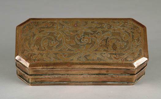 Appraisal: LATE TH OR EARLY TH CENTURY ENGRAVED BRASS TOBACCO BOX