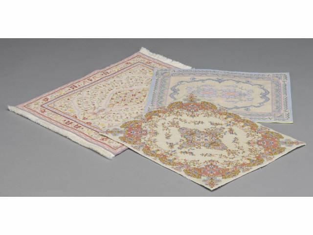 Appraisal: Three Petit Point Pastel Patterned Carpets MN A large floral