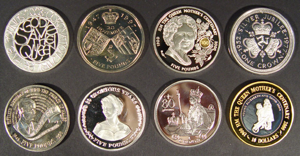 Appraisal: Selection of modern silver proof coins including many five pound