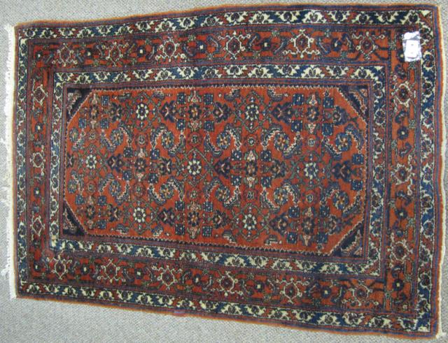 Appraisal: Antique ' x ' Persian Hamadan rug Herati pattern repaired