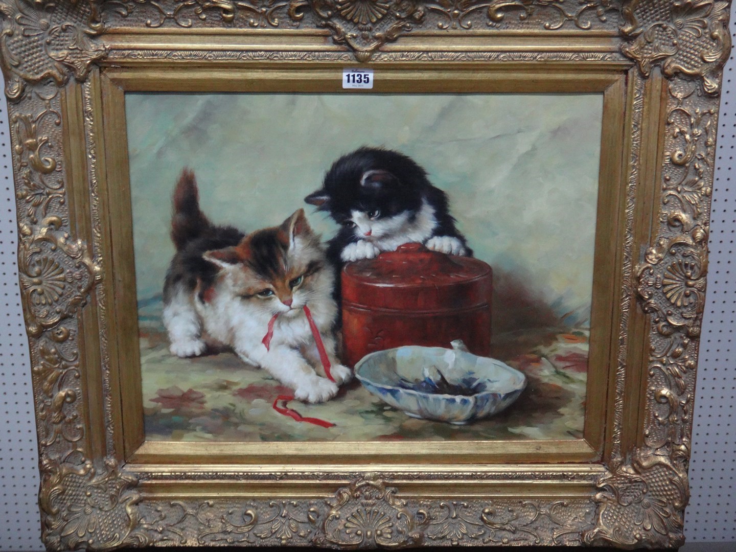 Appraisal: Continental School th century Kittens playing oil on canvas cm