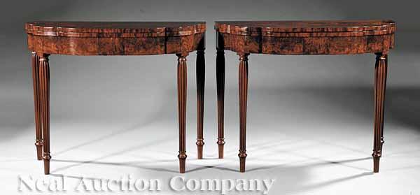 Appraisal: A Fine Pair of Federal Inlaid Mahogany Games Tables early